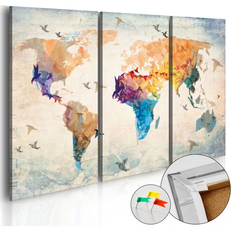 Tableau en Liège "Carte du Monde - Free As a Bird" 40 x 60 cm (1/2)