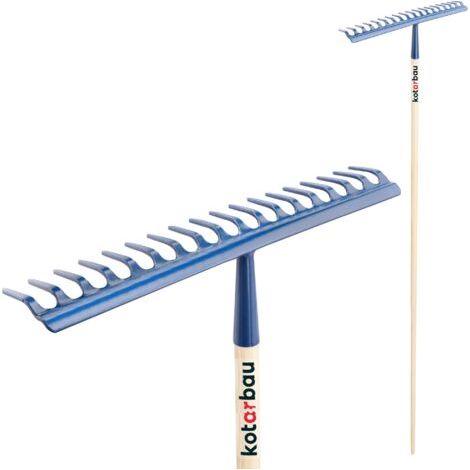 Rateau à Feuilles - Rateau Jardin - Acier - 49 cm - Bleu Marine - avec Manche Bois 154 cm - 18 Dents - Balai a Gazon - Outil Jardinage pour Entretien Pelouse - Ramasse Feuille-NANOTEH (1/5)