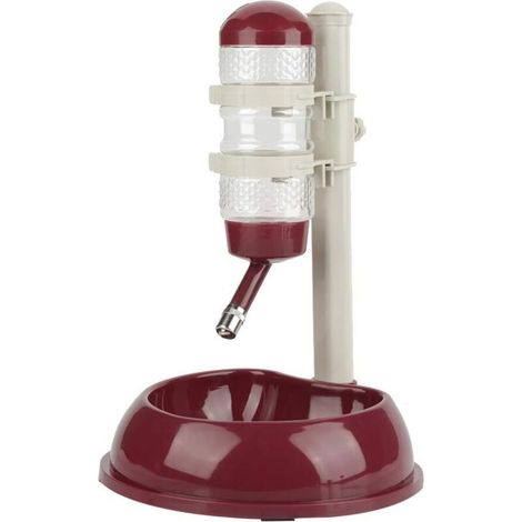 Distributeur Bouteille d'Eau Automatique + Bol Nourriture pour Animaux Gamelle Hauteur Réglable en Plastique pour Chien Chat (Brun)