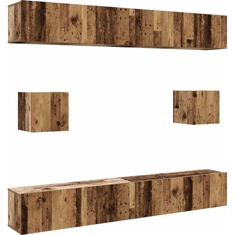 Maison Exclusive - 6-tlg. TV-Schrank-Set Wandmontage Altholz-Opti
