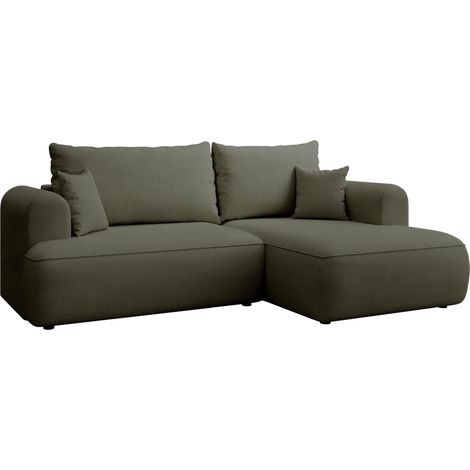 Selsey Ovo Mini – Ecksofa mit Schlaffunktion, rechts – Olivgrün – Chenille, Easy Clean