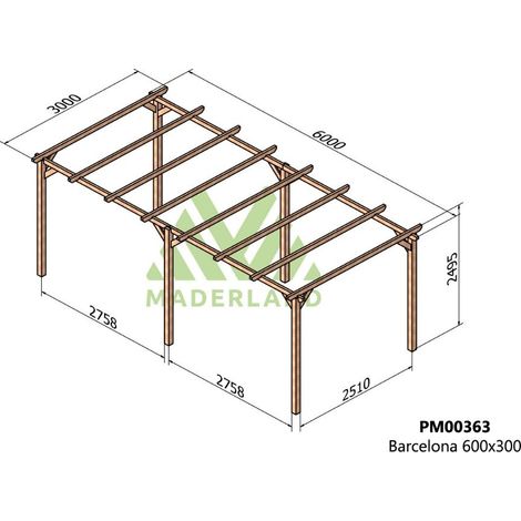 Pérgola de Madera Maciza Barcelona (Maderland) - Gardeneas - 600 x 300 cm (1/3)