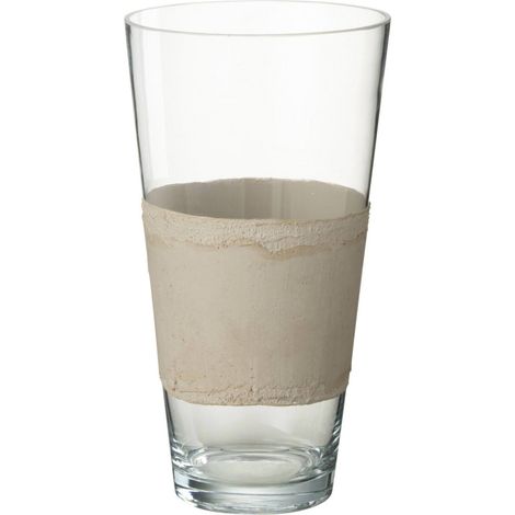 Vase en verre transparent et beige - transparent et beige (1/3)