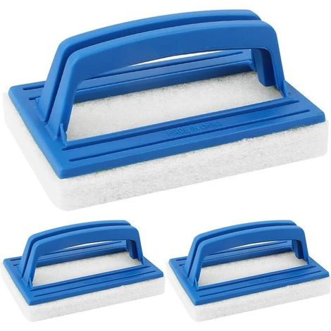 Brosse Éponge Ligne d'eau, 3 Pièces Brosse de Piscine en Plastique avec poignées Brosse Plancher Mur Piscine Outil de Nettoyage pour Nettoyer Piscine Spa Baignoires Murs Bleu