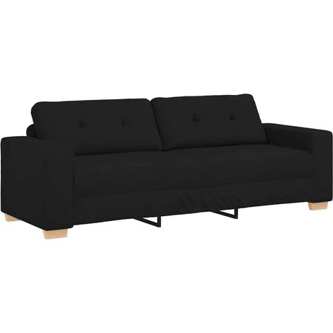 Divano a 3 Posti  Sofa Nero 220x78x80 cm in Tessuto (1/5)