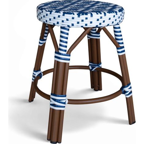 Tabouret bas effet rotin naturel, SCALA (1/4)