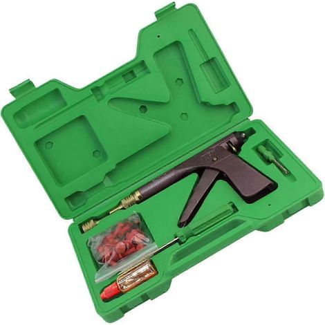Kit de réparation de pneus professionnel avec compresseur portable pour tracteurs, véhicules tout-terrain, motos tout-terrain et tondeuses de sentier. (1/5)