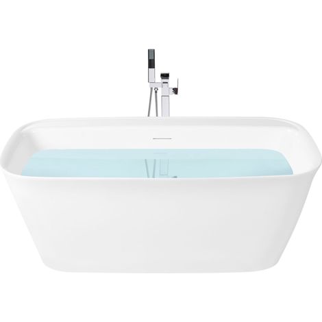 Freestanding Bathtub White Acrylic 1600 x 800 mm Rectangular Modern Soaking Bath Thin Rim TUCAVACA (1/5)