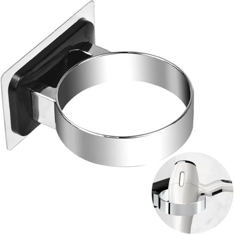 Klebe-Wandhalterung für Haartrockner, Kunststoffhalterung ohne Bohren, universelle maximale Traglast von 3 kg, zur Aufbewahrung von Haartrocknern (schwarz) (1/5)