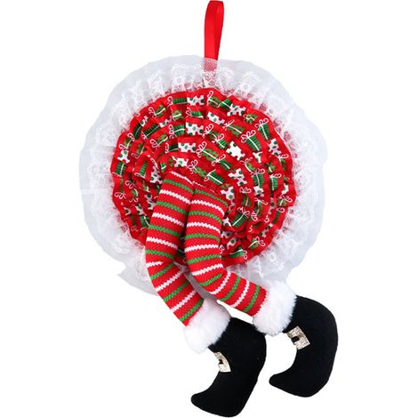 Guirlande de Noël avec jambes d'elfe suspendues, décoration pour porte, sapin et fête, ornement festif de Noël (1/5)