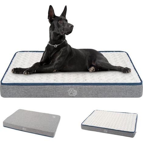 Lit pour chien XXL Lavable Imperméable 112x76cm Orthopédique Gris