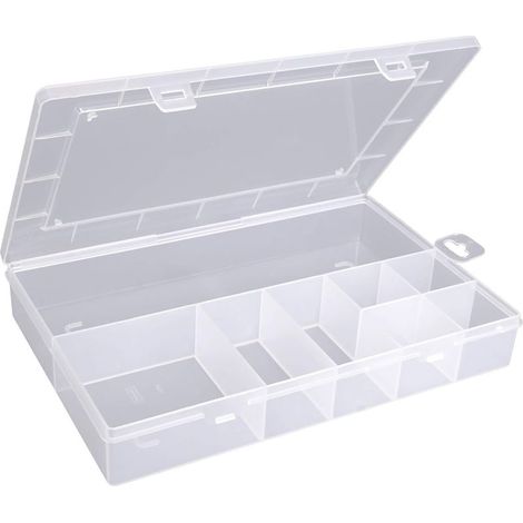 1 Boîte Rangement Plastique, 8 Compartiments Fixes, Polypropylène Incassable, Transparent, Pour Vis Et Pièces (1/4)