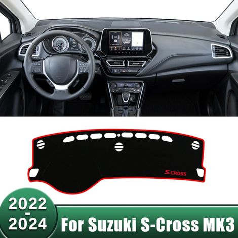 (B RHD Noir) Housse de tableau de bord de voiture, protection solaire, tapis antidérapants, accessoires pour tableau de bord, compatible avec Suzuki S-Cross MK3 2022 2023 2024 (1/5)