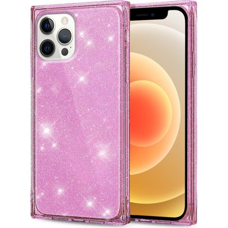 Funda cuadrada con purpurina para iPhone 12 Pro, oro rosa (1/2)