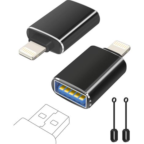 Adaptateur Lightning vers USB, Câble Lightning Mâle vers USB Femelle pour iPhone 14 13 12 11 Pro Max, Adaptateur OTG iPhone pour avec Clé USB, Souris, Clavier, Concentrateur, Appareil Photo (1/5)