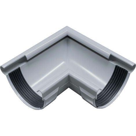 INEFA Rinnenwinkel 90 Grad halbrund Außenwinkel , PVC Wulst außen, Verbindungsstück Dachrinnenzubehör, Made in Germany - NW100 / 100mm Grau Wulst außen