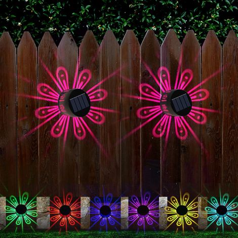 2er-Pack RGB-Solar-Wandleuchten, IP67 wasserdichte dekorative Lichter für Garten, Terrasse, Haustür, Treppe, Garage, Balkon und Gehweg. (1/4)