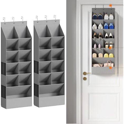 LEDANDER Lot de 2 sacs de rangement à suspendre pour porte de placard, grande capacité, en matériau non tissé, 42 x 15 x 126 cm, gris (1/5)