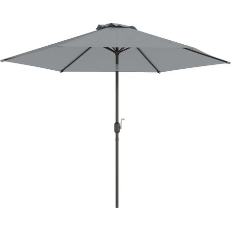 Neigbarer Gartenschirm (3 x 3 m) mit Kurbelöffnung, Metall und Polyester, Grau