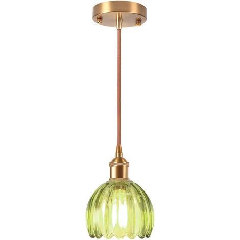 Suspension Luminaires en Verre Verte Fleur Vintage Laiton Doré Lustre Salon Moderne Éclairage de Plafond Art Déco Intérieure Lampe Suspendues Pour Salle à Manger Chambre Cuisine (1/5)