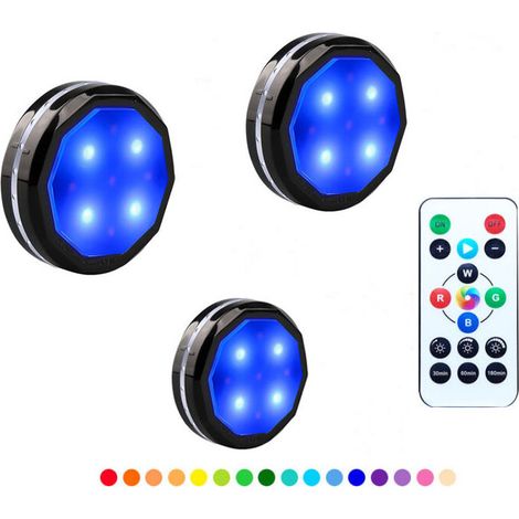 LED Under Cabinet Light, Wireless Rechargeable Closet Light with Remote Control, Under Counter Light 3 Pack Bookcase Lights
