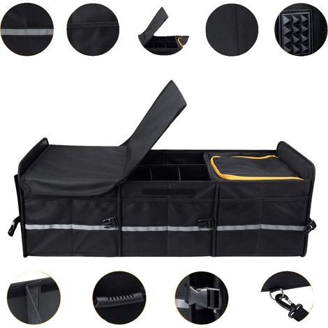 Organizador para maletero de coche, capacidad de 115 L, diseño multicompartimento, capa térmica aislante, tejido Oxford duradero, almacenamiento plegable. (1/5)
