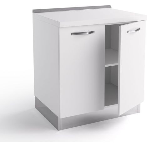 Base cucina 80x60x84 cm in legno bianco opaco con due ante - Massa