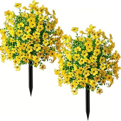 Artificial Violet Flower Topiary Tree, Artificial Plants Outdoor in Pots Large, Artificials Outdoors Plant in Pots for Outdoor Indoor Garden Home Decoration (Yellow A) (1/5)