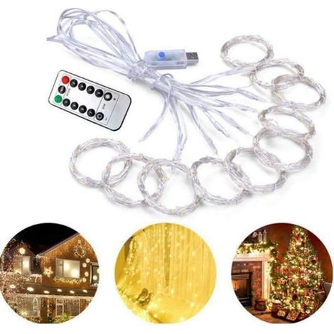 Rideau lumières 3x3M 300led USB fil de cuivre alimenté LED rideau lumières étanche noël Sring lumière décorations de fête de (1/4)