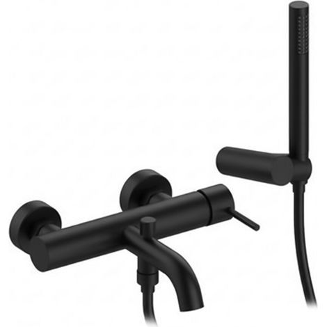 Miscelatore vasca nero opaco in ottone con leva slim completo di accessori Alba (1/2)