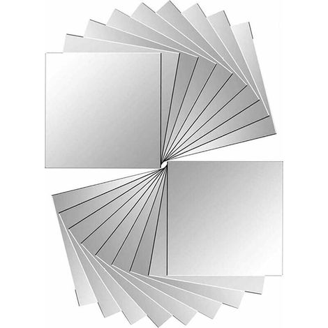 KZQ 18 pezzi Piastrelle a specchio Adesivo da parete a specchio autoadesivo per decorazione murale Argento 15 x 15 cm (1/3)