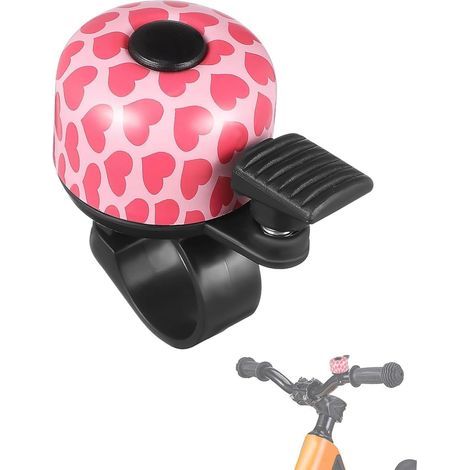 child's bell, mini aluminum bell, for children's bicycles, mountain bikes, scooters, with a pretty pink heart (1/5)