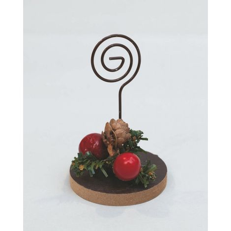 Display Segnaposto Cm.10 Dec.Pigna E Bacche Rosse decorazione di Natale