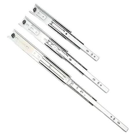 Lot de 2 glissières à billes pour tiroir, montage latéral sur 3 rails, (1/5)