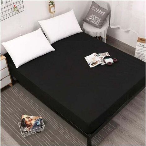 Wasserdichter Matratzenschoner, atmungsaktive Matratzenauflage, hypoallergen, milbenabweisend, antibakteriell, schwarz, Maße 80 x 200 cm