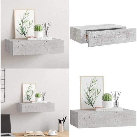 Wandregal mit Schublade Betongrau 40x23,5x10 cm MDF - Wand Regal - Regal Mit Schublade - Betongrau Regal - Wohnzimmer Möbel - Schlafzimmereinrichtung - Home & Living (1/5)