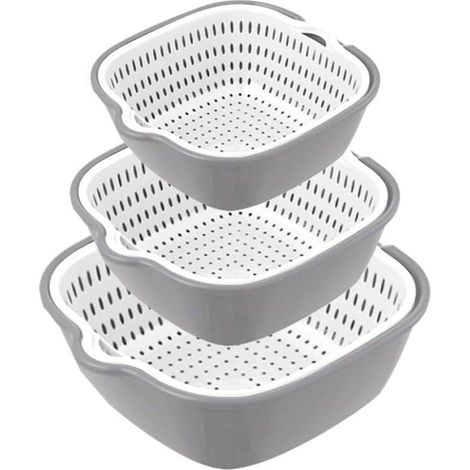 Lot de 6 paniers d'égouttage multifonctionnels pour fruits et légumes, usage domestique en cuisine (1/5)