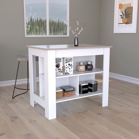 Piano da Cucina Antibatterico Cala, 89,99 cm AL x 102,9 cm AN x 69,97 cm P, Bianco / Cenere (1/5)
