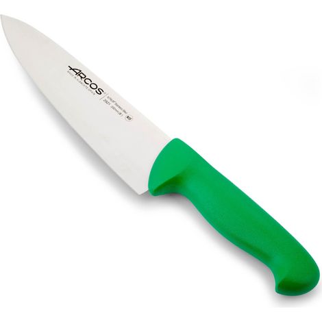 Cuchillo de cocinero Arcos Colour - Prof  292121 de acero inoxidable Nitrum y mango ergonómico de Polipropileno de color verde y hoja de 20 cm, funda display (1/5)