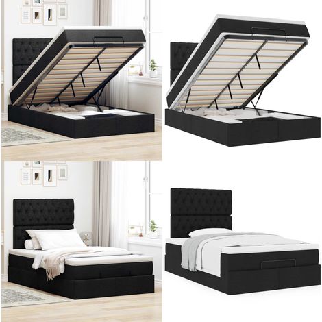 vidaXL Cadre de lit ottoman avec matelas noir 120x190 cm tissu (1/5)