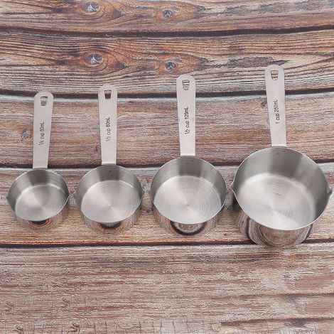 4-teiliges Set Messbecher und -löffel aus Edelstahl, Geschirr, Küchen- und Backutensilien (1/5)