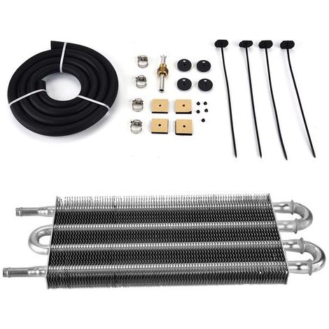 Kit de radiateur de radiateur d'huile Ej.Life, kit de radiateur d'huile de transmission à distance de voiture à 4 rangées Convertisseur de radiateur auto-manuel (1/5)