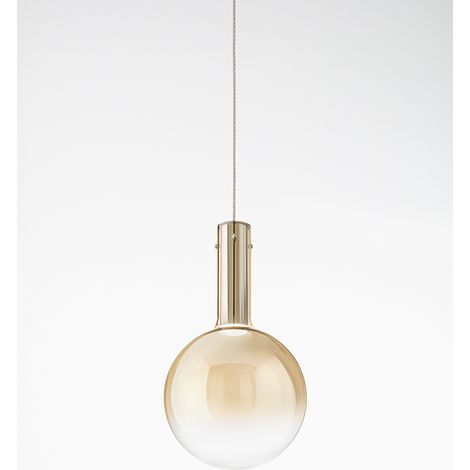 Suspension Led 7W En Verre Borosilicaté Ambre, Structure Chromée, Lumière Chaude 3000K, Dimensions 25X43 Cm - Perenz, Éclairage De Design Chic (1/3)