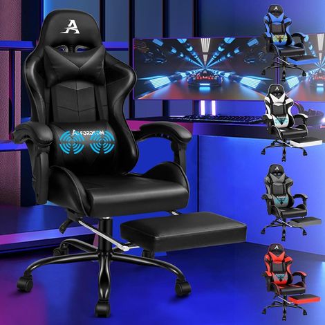 Gaming-Stuhl ALFORDSON Ergonomisch Massage PU Leder Schwarz 180kg (1/5)