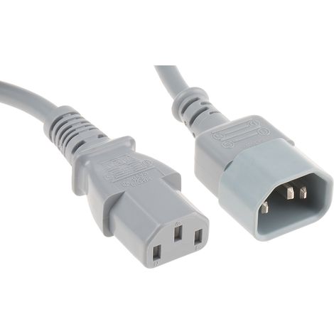Câble d'alimentation, Gris, Connecteur C13, IEC vers C14, CEI, 1m ( Prix pour 1 )
