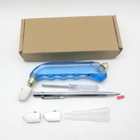 professionnel en carbure Verre Cutter, Coupeur de verre à alimentation par pistolet à usage intensif, avec tête et réservoir d'huile interchangeables - 2 mm-6 mm / 6 mm-12 mm / 12 mm-20 mm. (1/5)