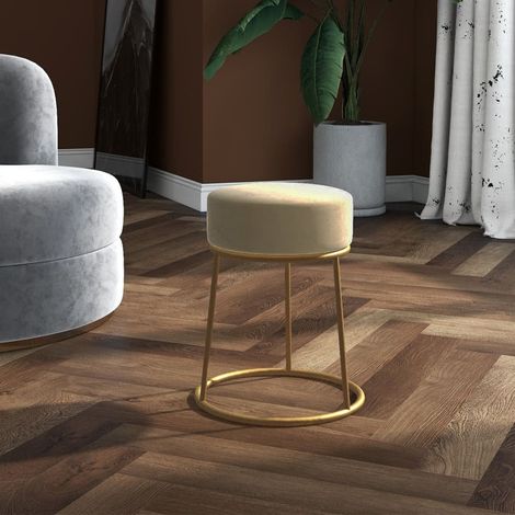 Tabouret pour Salon ou Chambre Style élégant, Tabouret pouf coiffeuse rond Gris foncé Velours HAV6490 (1/5)