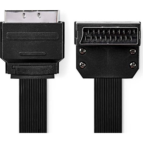 Câble SCART SCART mâle SCART mâle Nickelé 480 broches 2 m Plat PVC Noir Kuver (1/3)