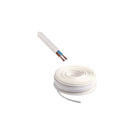 Câble électrique souple 2x1mm² – Gaine PVC blanche – 50m pour électroménager et outils portatifs – Câble souple pour espaces confinés – Cable Courant Fort