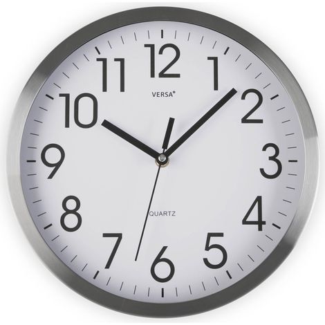 Horloge Murale silencieuse décorative pour Cuisine, Salon, Salle à Manger ou Chambre à Coucher, Style Moderne, Dimensions (H x L x L) 35 x 4,1 x 35 cm, Aluminium, Blanc et Argent (1/5)